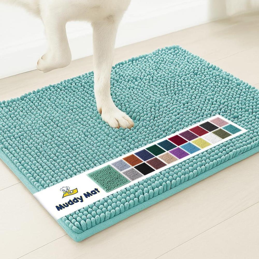 image:imageMuddy Mat Super Absorbent Door Mat Indoor Microfiber Quick Dry Chenille Entryway Rug NonSlip Front Door Mat Indoor Mats for Entryway Machine Washable Pet Rug Navy Blue 28x18Seafoam Green