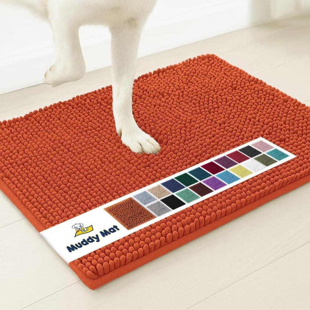 image:imageMuddy Mat Super Absorbent Door Mat Indoor Microfiber Quick Dry Chenille Entryway Rug NonSlip Front Door Mat Indoor Mats for Entryway Machine Washable Pet Rug Navy Blue 28x18Orange