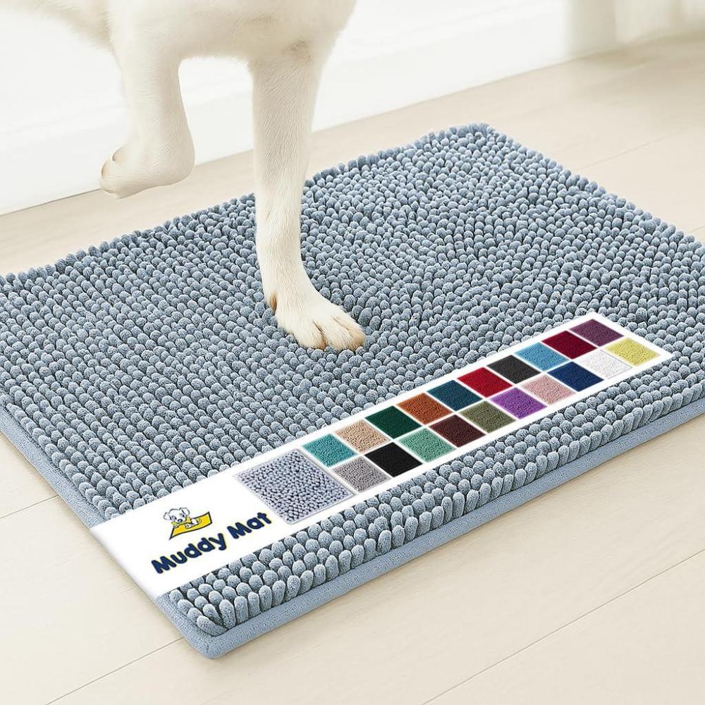 image:imageMuddy Mat  Super Absorbent Door Mat Indoor Microfiber Quick Dry Chenille Entryway Rug NonSlip Front Door Mat Indoor Mats for Entryway Machine Washable Pet Rug Navy Blue 28x18Baby Blue