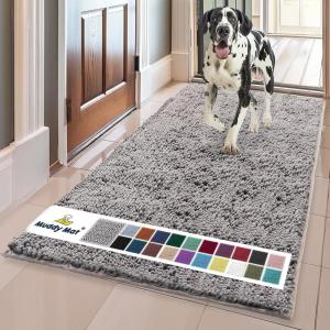 Muddy Mat® | Super Absorbent Door Mat Indoor, Microfiber Quick Dry Chenille Entryway Rug, Non-Slip Front Door Mat, Indoor Mats for Entryway, Machine Washable Pet Rug, Navy Blue 28″x18″(Grey)
