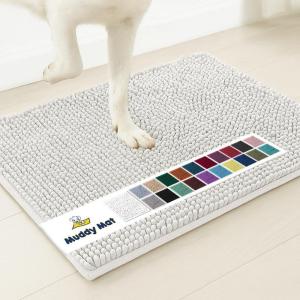 Muddy Mat® | Super Absorbent Door Mat Indoor, Microfiber Quick Dry Chenille Entryway Rug, Non-Slip Front Door Mat, Indoor Mats for Entryway, Machine Washable Pet Rug, Navy Blue 28″x18″(White)