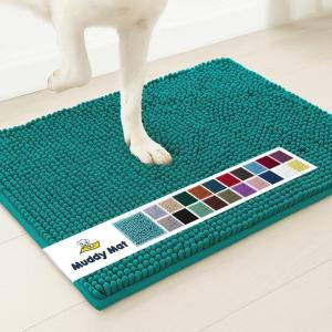 Muddy Mat® | Super Absorbent Door Mat Indoor, Microfiber Quick Dry Chenille Entryway Rug, Non-Slip Front Door Mat, Indoor Mats for Entryway, Machine Washable Pet Rug, Navy Blue 28″x18″(Teal)