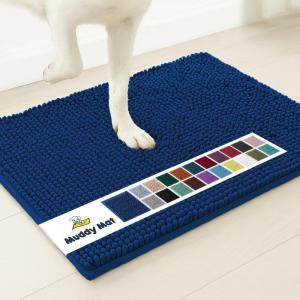 Muddy Mat® | Super Absorbent Door Mat Indoor, Microfiber Quick Dry Chenille Entryway Rug, Non-Slip Front Door Mat, Indoor Mats for Entryway, Machine Washable Pet Rug, Navy Blue 28″x18″(Navy Blue)