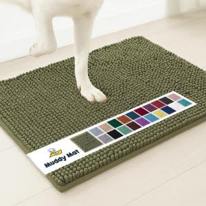 Muddy Mat® | Super Absorbent Door Mat Indoor, Microfiber Quick Dry Chenille Entryway Rug, Non-Slip Front Door Mat, Indoor Mats for Entryway, Machine Washable Pet Rug, Navy Blue 28″x18″(Army Green)