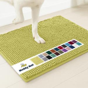 Muddy Mat® | Super Absorbent Door Mat Indoor, Microfiber Quick Dry Chenille Entryway Rug, Non-Slip Front Door Mat, Indoor Mats for Entryway, Machine Washable Pet Rug, Navy Blue 28″x18″(Yellow)