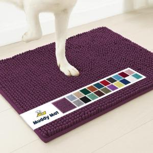 Muddy Mat® | Super Absorbent Door Mat Indoor, Microfiber Quick Dry Chenille Entryway Rug, Non-Slip Front Door Mat, Indoor Mats for Entryway, Machine Washable Pet Rug, Navy Blue 28″x18″(Dark Purple)