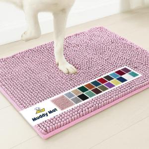 Muddy Mat® | Super Absorbent Door Mat Indoor, Microfiber Quick Dry Chenille Entryway Rug, Non-Slip Front Door Mat, Indoor Mats for Entryway, Machine Washable Pet Rug, Navy Blue 28″x18″(Light Pink)