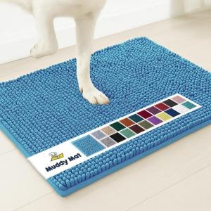 Muddy Mat® | Super Absorbent Door Mat Indoor, Microfiber Quick Dry Chenille Entryway Rug, Non-Slip Front Door Mat, Indoor Mats for Entryway, Machine Washable Pet Rug, Navy Blue 28″x18″(Sky Blue)
