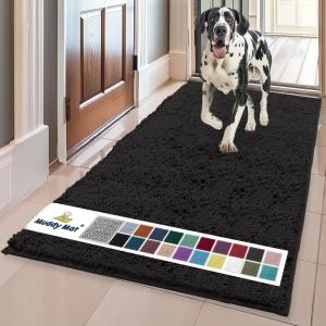 Muddy Mat® | Super Absorbent Door Mat Indoor, Microfiber Quick Dry Chenille Entryway Rug, Non-Slip Front Door Mat, Indoor Mats for Entryway, Machine Washable Pet Rug, Navy Blue 28″x18″(Black)