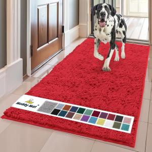 Muddy Mat® | Super Absorbent Door Mat Indoor, Microfiber Quick Dry Chenille Entryway Rug, Non-Slip Front Door Mat, Indoor Mats for Entryway, Machine Washable Pet Rug, Navy Blue 28″x18″(Red)