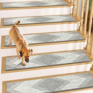 Muddy Mat® Pack of 8 – Soft Chenille Stair Treads Non-Slip Reusable, Super Absorbent Stair Treads for Wooden Steps, Tile & Marble Floor, Easy to Install & Machine Washable – Aspen 30” x 7”(Aspen)