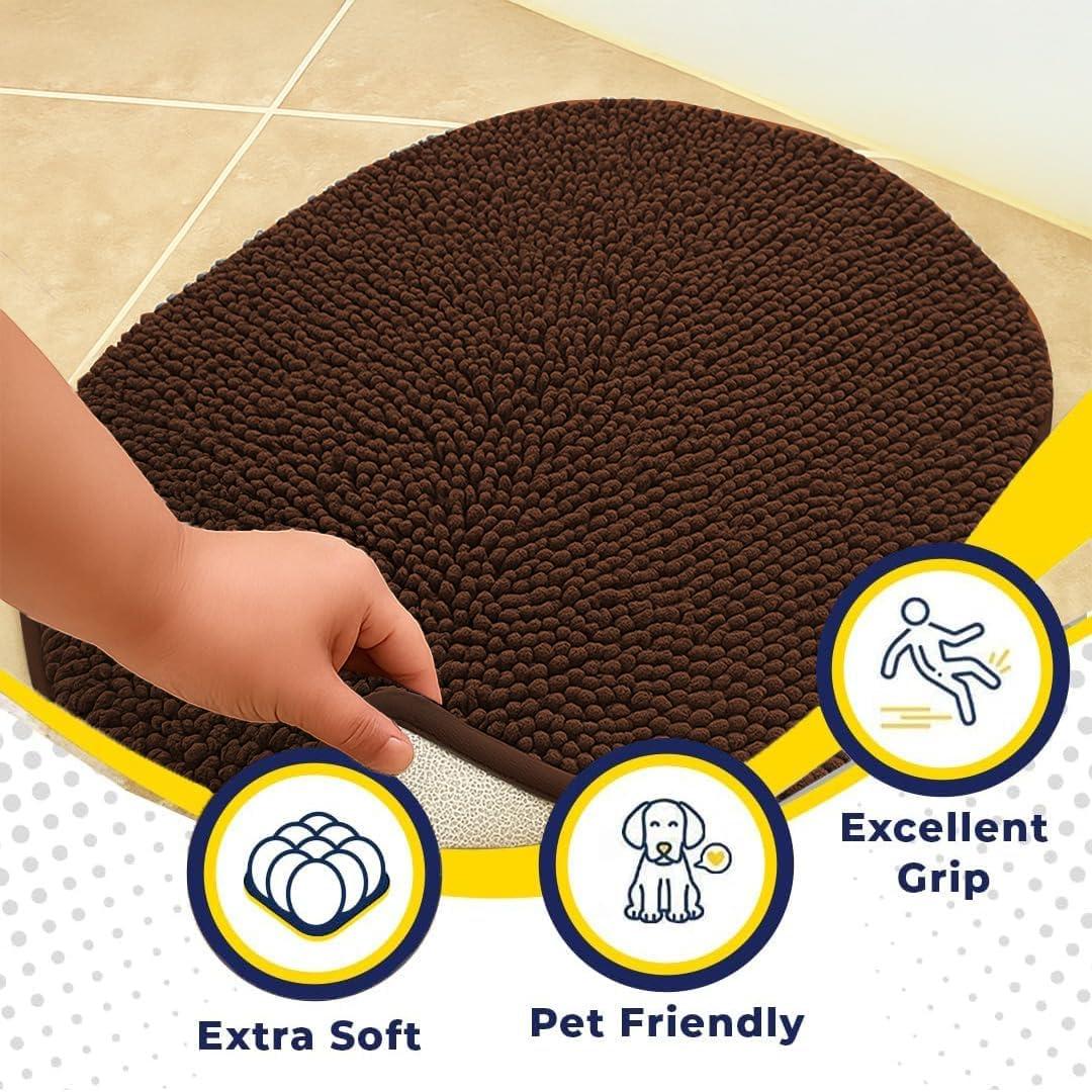 image:imageMuddy Mat Shown on TV Super Absorbent Microfiber Dog Door Mat for Muddy PawsNonSlip Washable Pet RugQuick Dry Chenille Entryway CarpetMachine Washable AtlanticBlue Oval 3ft x 5ftChocolate Brown