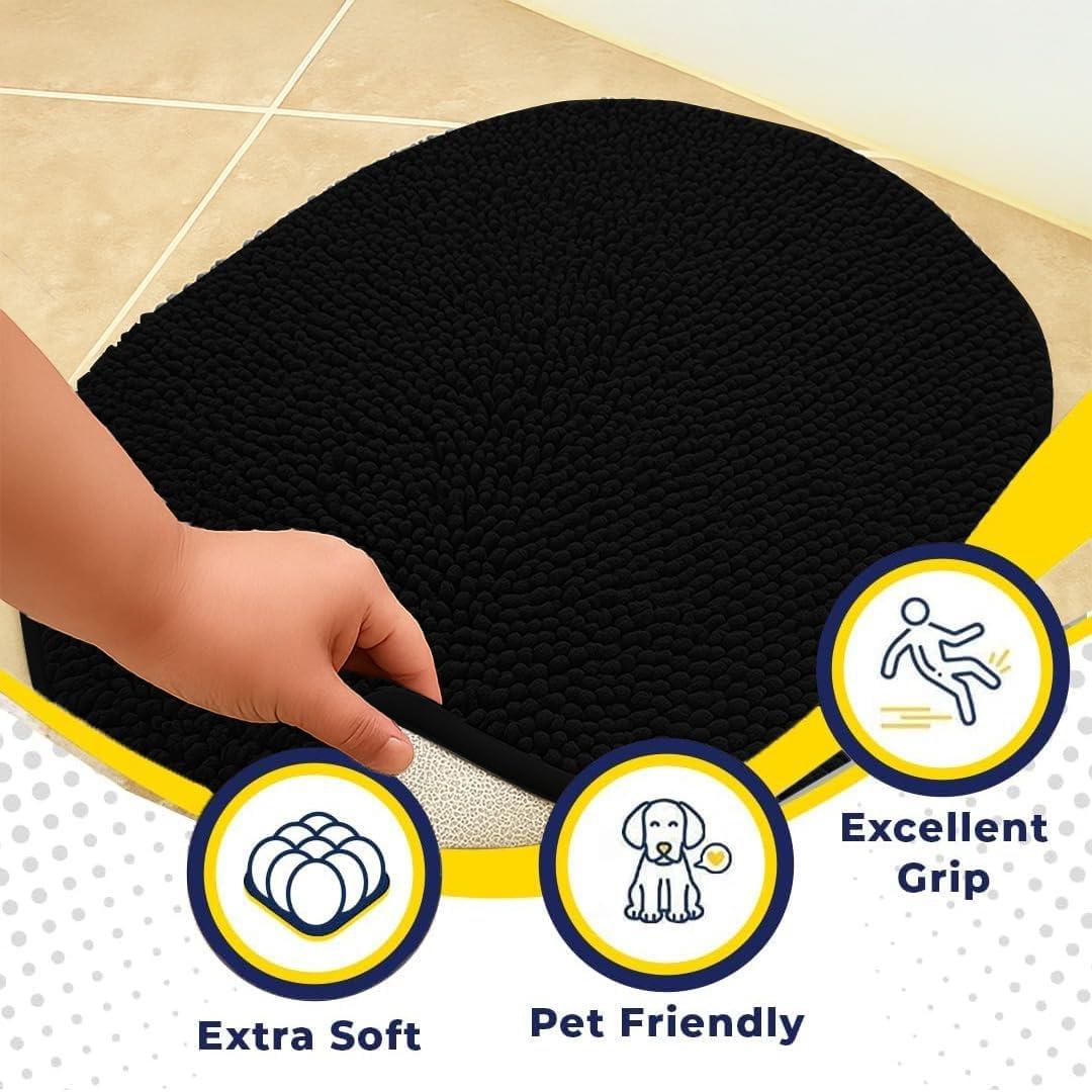 image:imageMuddy Mat Shown on TV Super Absorbent Microfiber Dog Door Mat for Muddy PawsNonSlip Washable Pet RugQuick Dry Chenille Entryway CarpetMachine Washable AtlanticBlue Oval 3ft x 5ftBlack