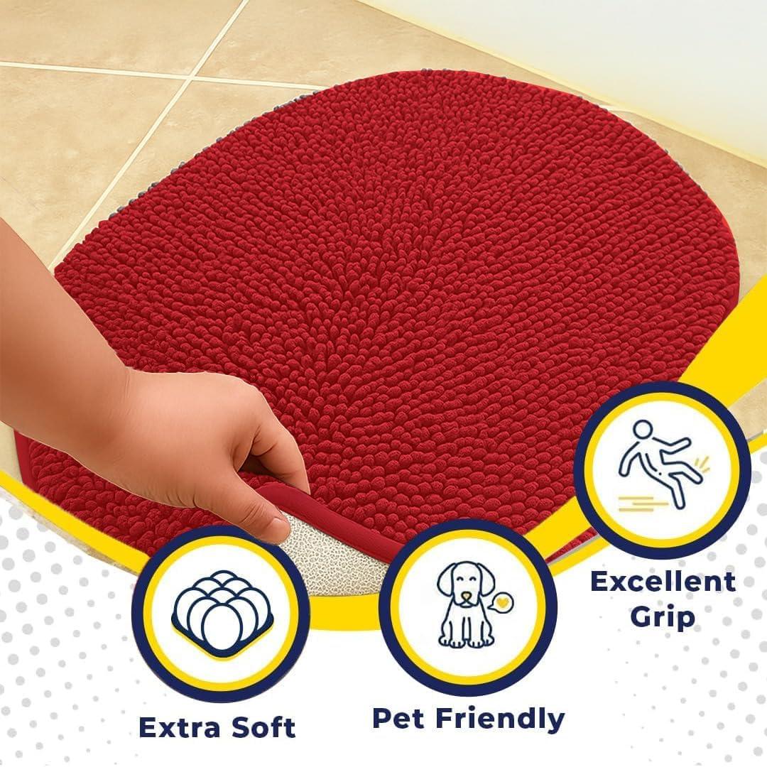image:imageMuddy Mat Shown on TV Super Absorbent Microfiber Dog Door Mat for Muddy PawsNonSlip Washable Pet RugQuick Dry Chenille Entryway CarpetMachine Washable AtlanticBlue Oval 3ft x 5ftRed