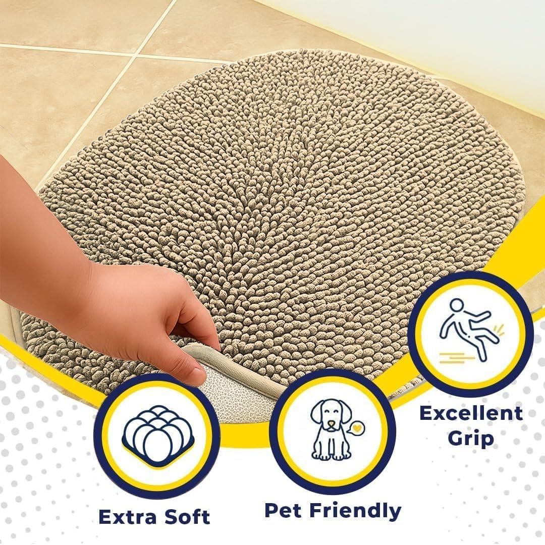 image:imageMuddy Mat Shown on TV Super Absorbent Microfiber Dog Door Mat for Muddy PawsNonSlip Washable Pet RugQuick Dry Chenille Entryway CarpetMachine Washable AtlanticBlue Oval 3ft x 5ftBeige
