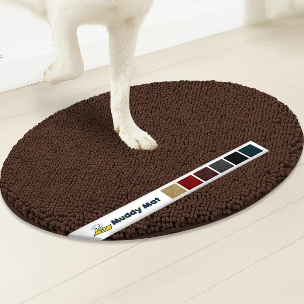 image:imageMuddy Mat Shown on TV Super Absorbent Microfiber Dog Door Mat for Muddy PawsNonSlip Washable Pet RugQuick Dry Chenille Entryway CarpetMachine Washable AtlanticBlue Oval 3ft x 5ftChocolate Brown