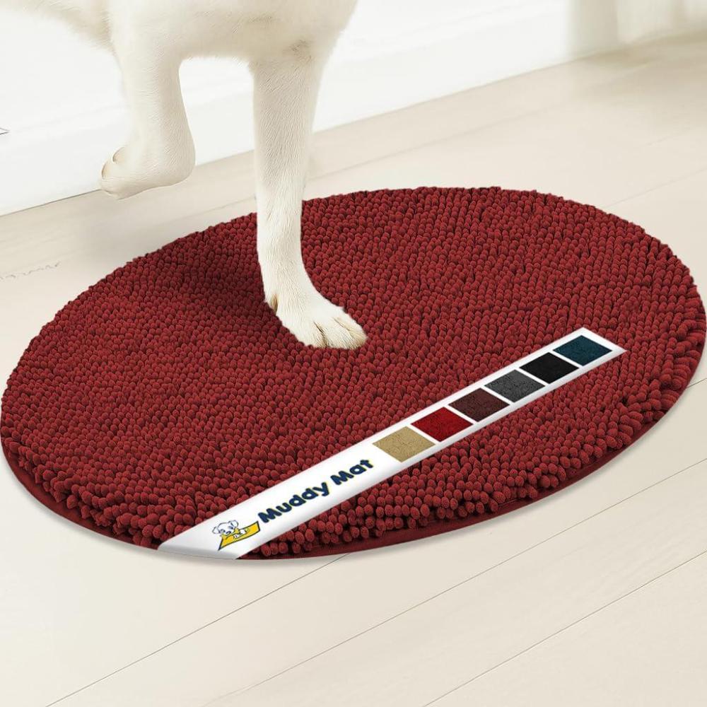 image:imageMuddy Mat Shown on TV Super Absorbent Microfiber Dog Door Mat for Muddy PawsNonSlip Washable Pet RugQuick Dry Chenille Entryway CarpetMachine Washable AtlanticBlue Oval 3ft x 5ftRed