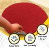 Muddy Mat® Shown on TV – Super Absorbent Microfiber Dog Door Mat for Muddy Paws, Non-Slip Washable Pet Rug, Quick Dry Chenille Entryway Carpet, Machine Washable Indoor Outdoor Mat, Black Round 6ft(Red)