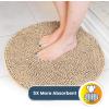 Muddy Mat® Shown on TV – Super Absorbent Microfiber Dog Door Mat for Muddy Paws, Non-Slip Washable Pet Rug, Quick Dry Chenille Entryway Carpet, Machine Washable Indoor Outdoor Mat, Black Round 6ft(Beige)