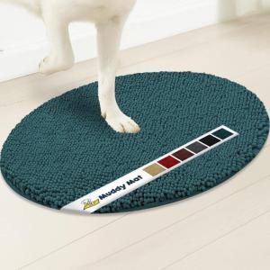Muddy Mat® Shown on TV – Super Absorbent Microfiber Dog Door Mat for Muddy Paws,Non-Slip Washable Pet Rug,Quick Dry Chenille Entryway Carpet,Machine Washable, AtlanticBlue Oval 3ft x 5ft(Atlantic Blue)