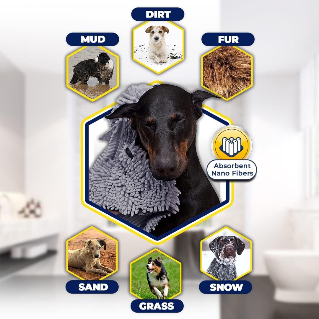 image:imageMuddy Mat 2in1 Set ASSEENONTV Grey Microfiber Door Mat 30X19 amp Doggy Dryer Plush Shammy Towel NonSlip Washable amp Highly Absorbent Solutions for Soggy Paws amp Clean Floors