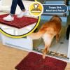 Muddy Mat 2-Piece Set AS-SEEN-ON-TV Highly Absorbent Microfiber Dog Door Mat and Pet Rug, Non Slip Thick Washable Area Mat Soft Chenille for Kitchen Bathroom Bedroom and Outdoor- Red Small & Medium