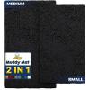 Muddy Mat 2-Piece Set AS-SEEN-ON-TV Highly Absorbent Microfiber Dog Door Mat and Pet Rug, Non Slip Thick Washable Area Mat Soft Chenille for Kitchen Bathroom Bedroom and Outdoor- Black Small & Medium