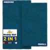 Muddy Mat 2-Piece Set Highly Absorbent Microfiber Dog Door Mat and Pet Rug, Non Slip Thick Washable Area Mat Soft Chenille for Kitchen Bathroom Bedroom and Outdoor- Atlantic Blue Small & Medium