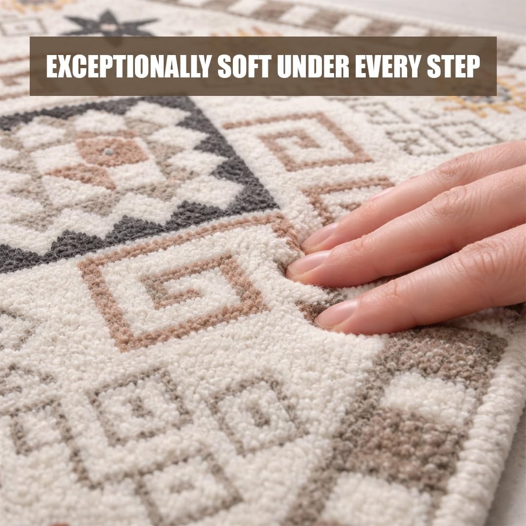 image:imageMuddy Mat Muddy Carpet Cipher 5ft x 7ft Washable Area Rugs for Living Room Bedroom amp Dining Room Modern Soft Low Pile Non Slip Carpet Pet Friendly Waterproof Foldable Rugs for HomeSedona