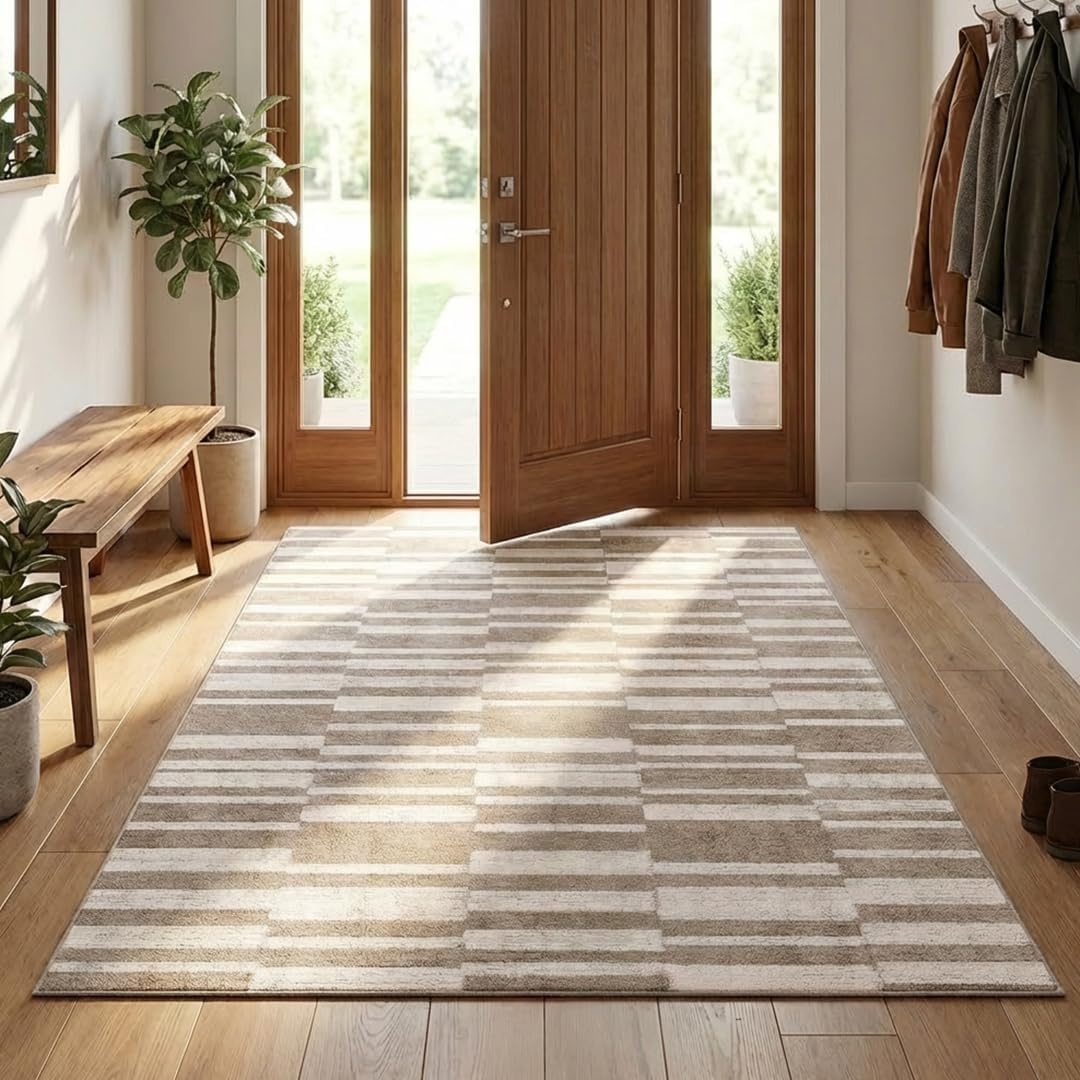 image:imageMuddy Mat Muddy Carpet Cipher 5ft x 7ft Washable Area Rugs for Living Room Bedroom amp Dining Room Modern Soft Low Pile Non Slip Carpet Pet Friendly Waterproof Foldable Rugs for HomeBrickline