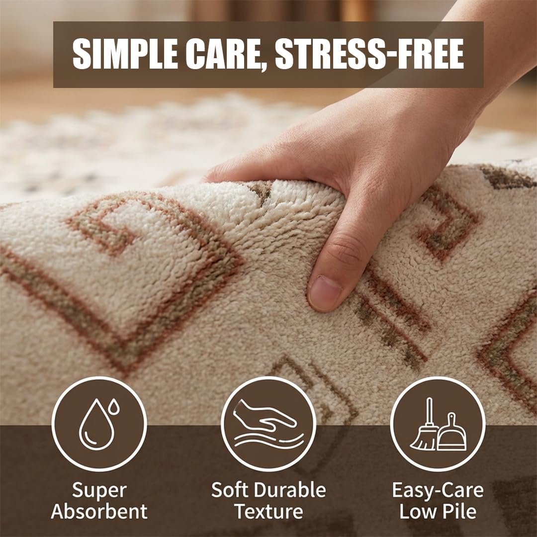 image:imageMuddy Mat Muddy Carpet Cipher 5ft x 7ft Washable Area Rugs for Living Room Bedroom amp Dining Room Modern Soft Low Pile Non Slip Carpet Pet Friendly Waterproof Foldable Rugs for HomeSedona