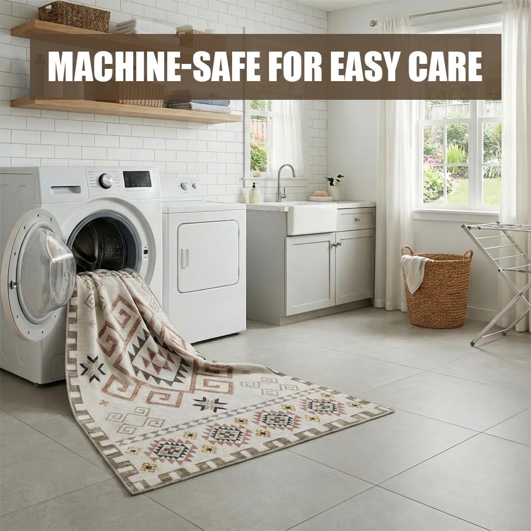 image:imageMuddy Mat Muddy Carpet Cipher 5ft x 7ft Washable Area Rugs for Living Room Bedroom amp Dining Room Modern Soft Low Pile Non Slip Carpet Pet Friendly Waterproof Foldable Rugs for HomeSedona