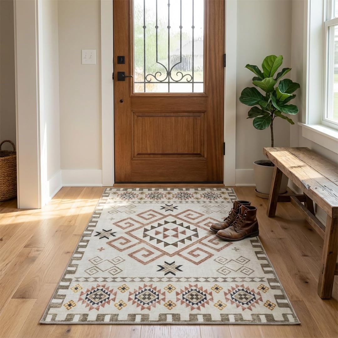 image:imageMuddy Mat Muddy Carpet Cipher 5ft x 7ft Washable Area Rugs for Living Room Bedroom amp Dining Room Modern Soft Low Pile Non Slip Carpet Pet Friendly Waterproof Foldable Rugs for HomeSedona