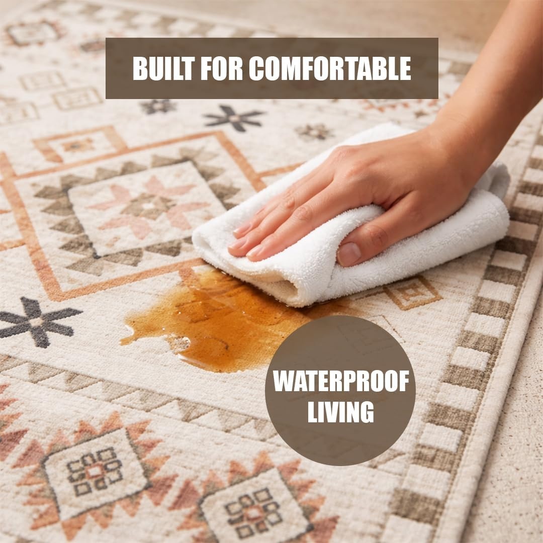 image:imageMuddy Mat Muddy Carpet Cipher 5ft x 7ft Washable Area Rugs for Living Room Bedroom amp Dining Room Modern Soft Low Pile Non Slip Carpet Pet Friendly Waterproof Foldable Rugs for HomeSedona