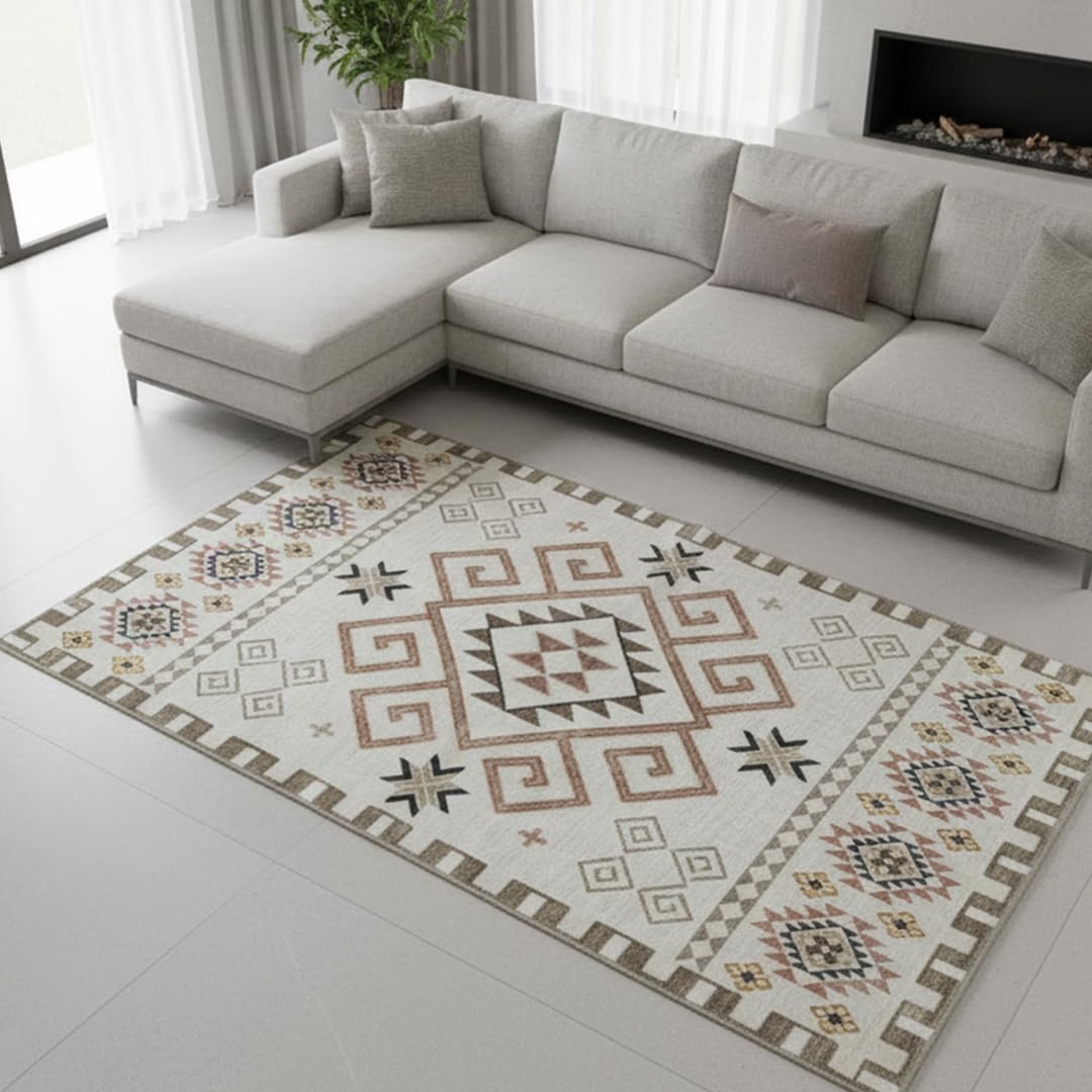 image:imageMuddy Mat Muddy Carpet Cipher 5ft x 7ft Washable Area Rugs for Living Room Bedroom amp Dining Room Modern Soft Low Pile Non Slip Carpet Pet Friendly Waterproof Foldable Rugs for HomeSedona