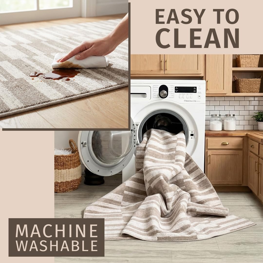 image:imageMuddy Mat Muddy Carpet Cipher 5ft x 7ft Washable Area Rugs for Living Room Bedroom amp Dining Room Modern Soft Low Pile Non Slip Carpet Pet Friendly Waterproof Foldable Rugs for HomeBrickline