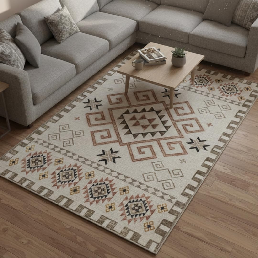 image:imageMuddy Mat Muddy Carpet Cipher 5ft x 7ft Washable Area Rugs for Living Room Bedroom amp Dining Room Modern Soft Low Pile Non Slip Carpet Pet Friendly Waterproof Foldable Rugs for HomeSedona
