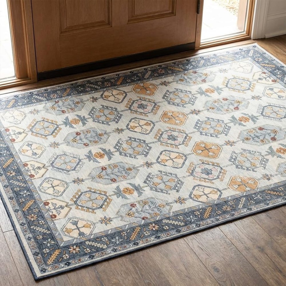 image:imageMuddy Mat Muddy Carpet Cipher 5ft x 7ft Washable Area Rugs for Living Room Bedroom amp Dining Room Modern Soft Low Pile Non Slip Carpet Pet Friendly Waterproof Foldable Rugs for HomeCeleste