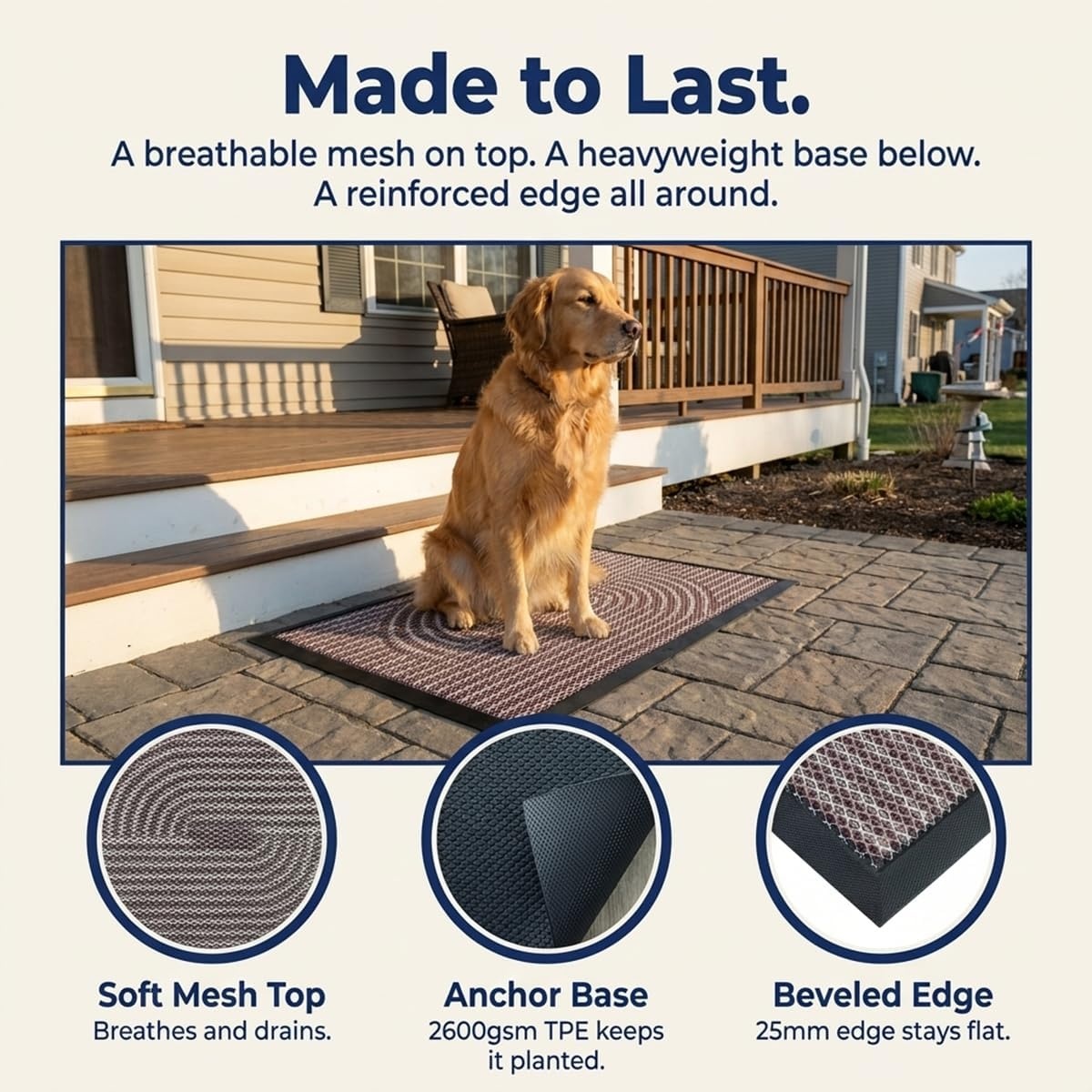 image:imageMuddy Mat Meshy Mat Door Mat HeavyDuty QuickDry Floor Mat Sand amp Dirt Trapper for Indoor amp Outdoor Ideal for Entrance Patios amp GaragesLowProfileNonSlipWashable Arch Brown 16x24x04Arch Brown