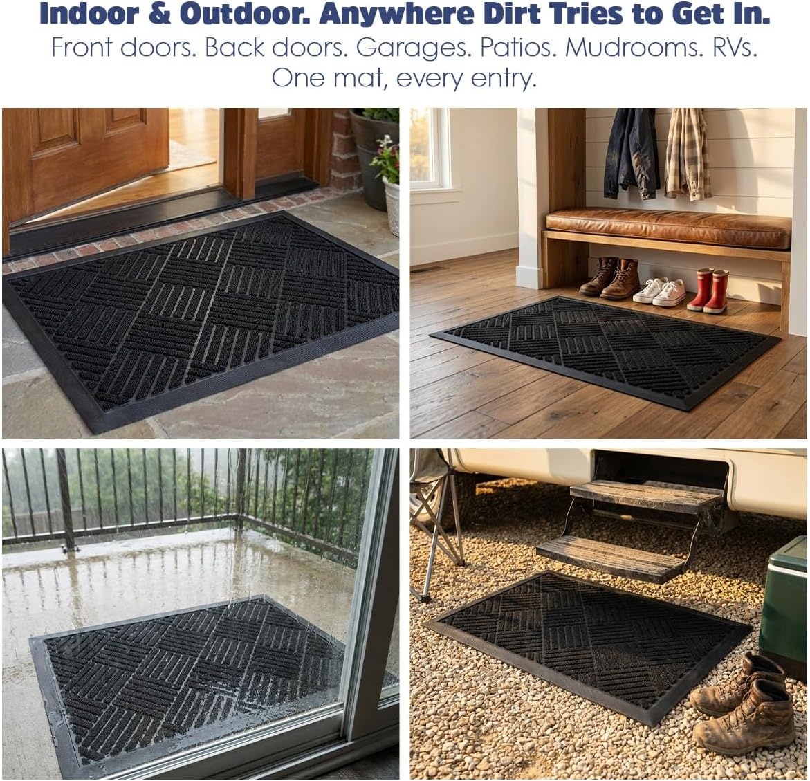 image:imageMuddy Mat Meshy Mat Door Mat HeavyDuty QuickDry Floor Mat Sand amp Dirt Trapper for Indoor amp Outdoor Ideal for Entrance Patios amp GaragesLowProfileNonSlipWashable Arch Brown 16x24x04Cross Diamond Black