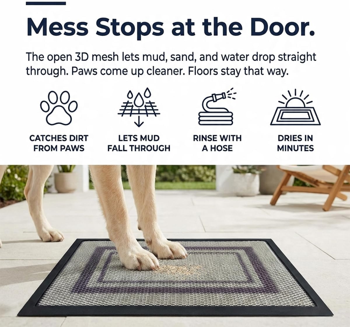 image:imageMuddy Mat Meshy Mat Door Mat HeavyDuty QuickDry Floor Mat Sand amp Dirt Trapper for Indoor amp Outdoor Ideal for Entrance Patios amp GaragesLowProfileNonSlipWashable Arch Brown 16x24x04Box