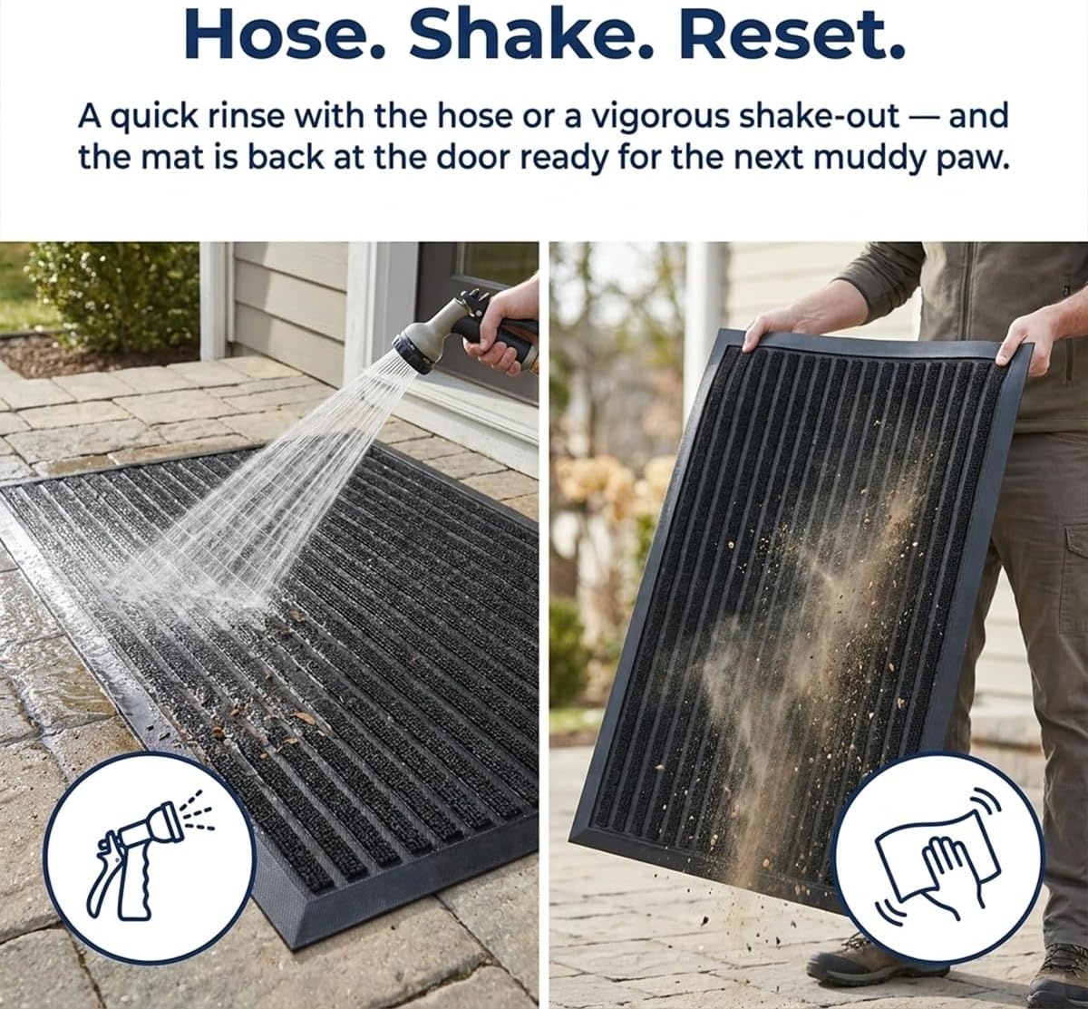image:imageMuddy Mat Meshy Mat Door Mat HeavyDuty QuickDry Floor Mat Sand amp Dirt Trapper for Indoor amp Outdoor Ideal for Entrance Patios amp GaragesLowProfileNonSlipWashable Frame Black 16x24x024Stripe Black