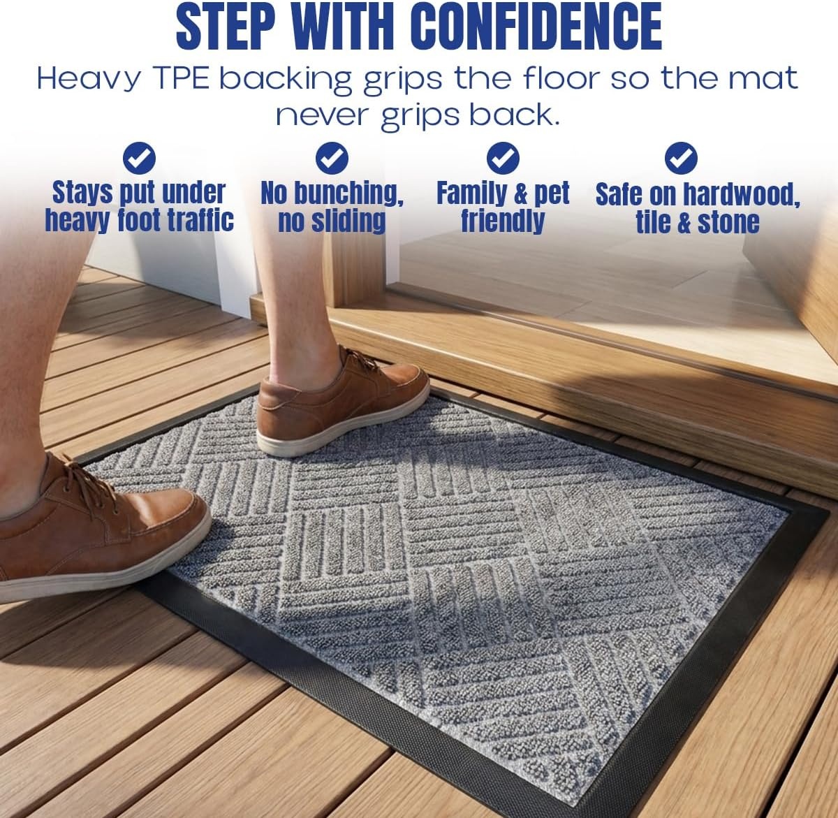 image:imageMuddy Mat Meshy Mat Door Mat HeavyDuty QuickDry Floor Mat Sand amp Dirt Trapper for Indoor amp Outdoor Ideal for Entrance Patios amp GaragesLowProfileNonSlipWashable Arch Brown 16x24x04Cross Diamond Grey