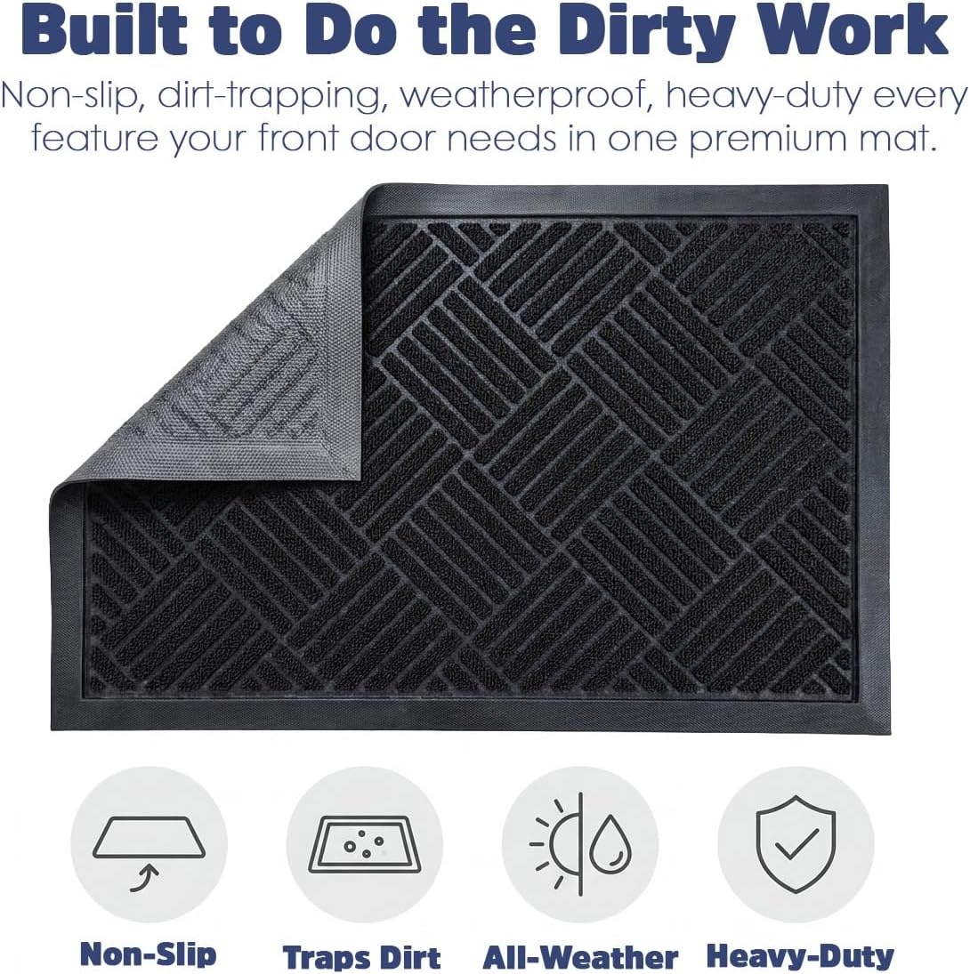 image:imageMuddy Mat Meshy Mat Door Mat HeavyDuty QuickDry Floor Mat Sand amp Dirt Trapper for Indoor amp Outdoor Ideal for Entrance Patios amp GaragesLowProfileNonSlipWashable Arch Brown 16x24x04Cross Diamond Black