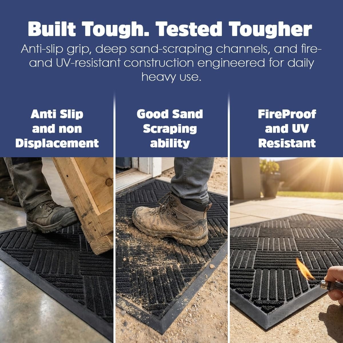 image:imageMuddy Mat Meshy Mat Door Mat HeavyDuty QuickDry Floor Mat Sand amp Dirt Trapper for Indoor amp Outdoor Ideal for Entrance Patios amp GaragesLowProfileNonSlipWashable Arch Brown 16x24x04Cross Diamond Black