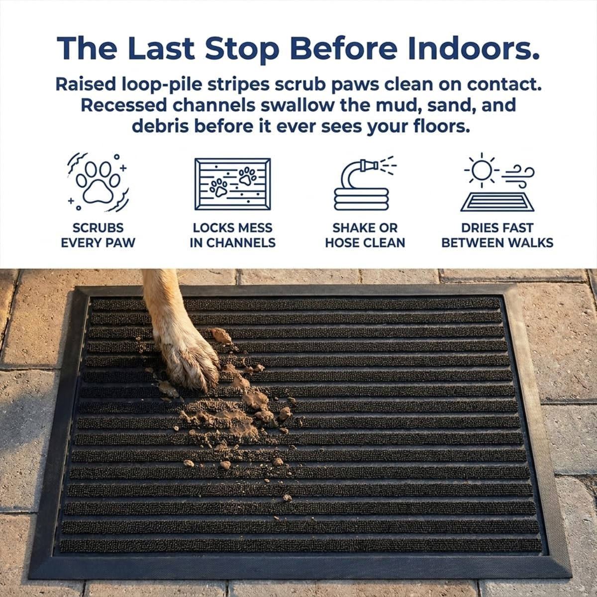 image:imageMuddy Mat Meshy Mat Door Mat HeavyDuty QuickDry Floor Mat Sand amp Dirt Trapper for Indoor amp Outdoor Ideal for Entrance Patios amp GaragesLowProfileNonSlipWashable Arch Brown 16x24x04Stripe Black