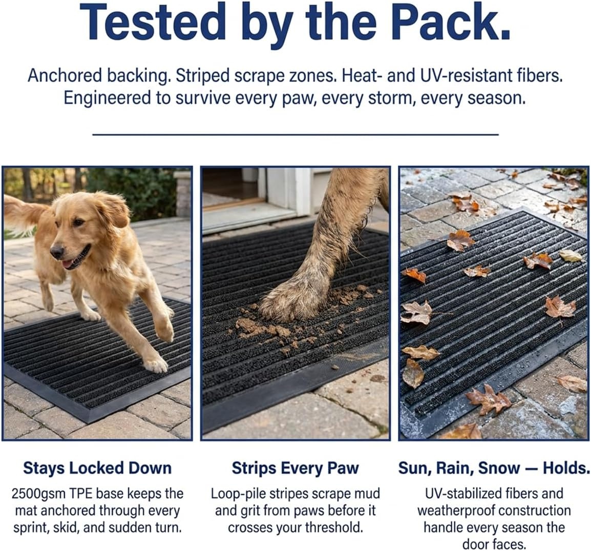 image:imageMuddy Mat Meshy Mat Door Mat HeavyDuty QuickDry Floor Mat Sand amp Dirt Trapper for Indoor amp Outdoor Ideal for Entrance Patios amp GaragesLowProfileNonSlipWashable Frame Black 16x24x024Stripe Black