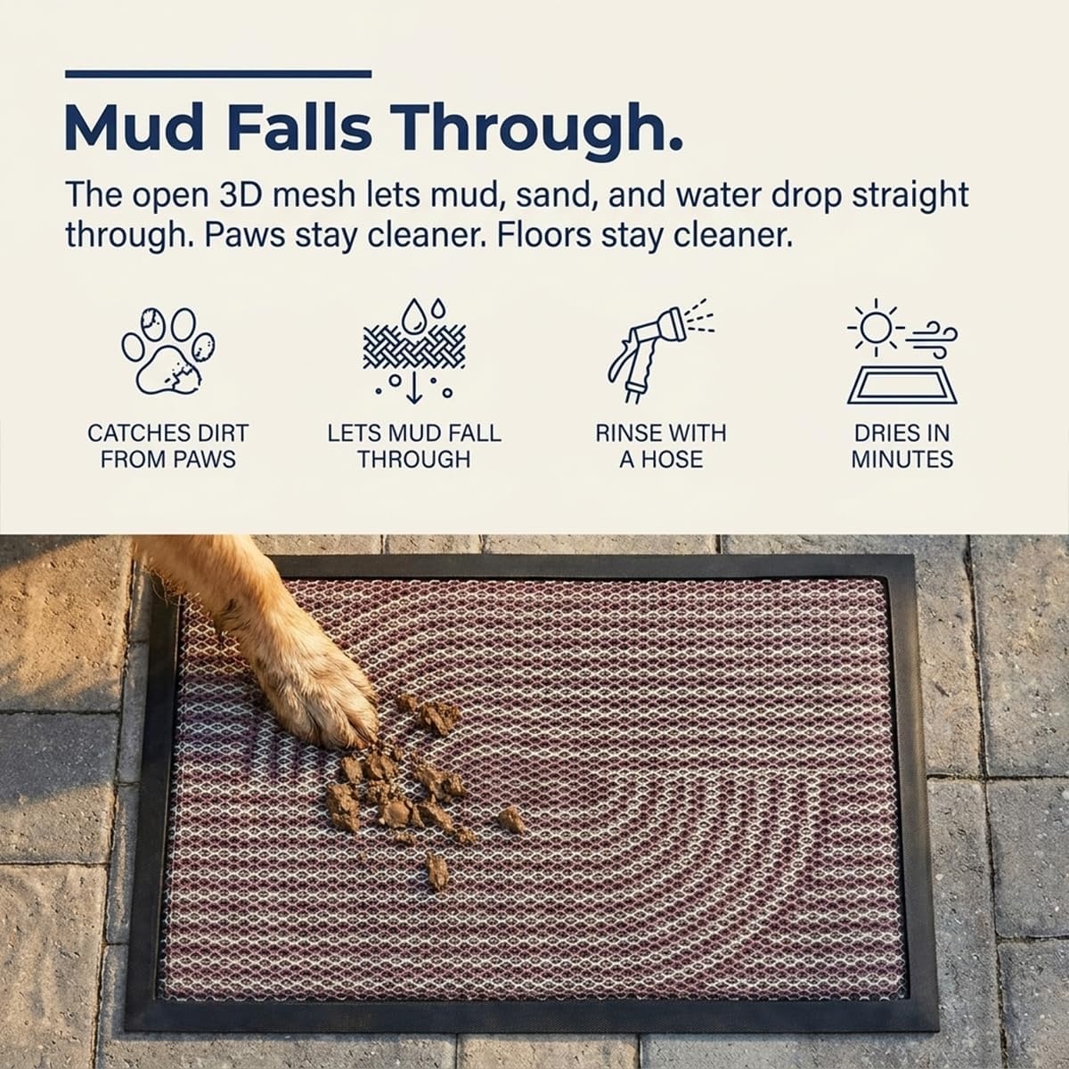 image:imageMuddy Mat Meshy Mat Door Mat HeavyDuty QuickDry Floor Mat Sand amp Dirt Trapper for Indoor amp Outdoor Ideal for Entrance Patios amp GaragesLowProfileNonSlipWashable Frame Black 16x24x024Arch Brown
