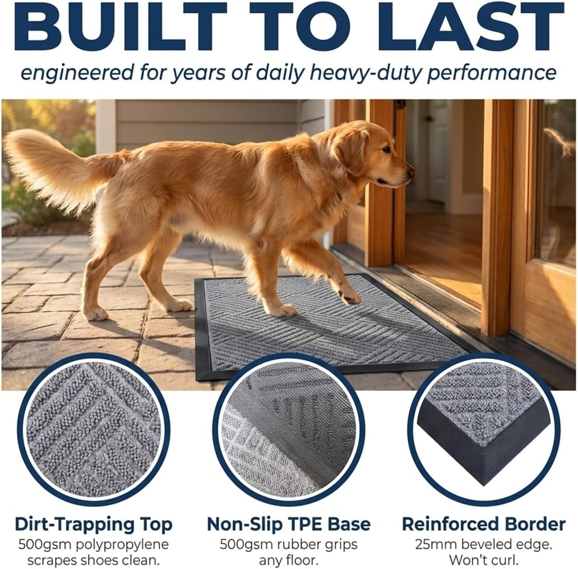 image:imageMuddy Mat Meshy Mat Door Mat HeavyDuty QuickDry Floor Mat Sand amp Dirt Trapper for Indoor amp Outdoor Ideal for Entrance Patios amp GaragesLowProfileNonSlipWashable Frame Black 16x24x024Cross Diamond Grey