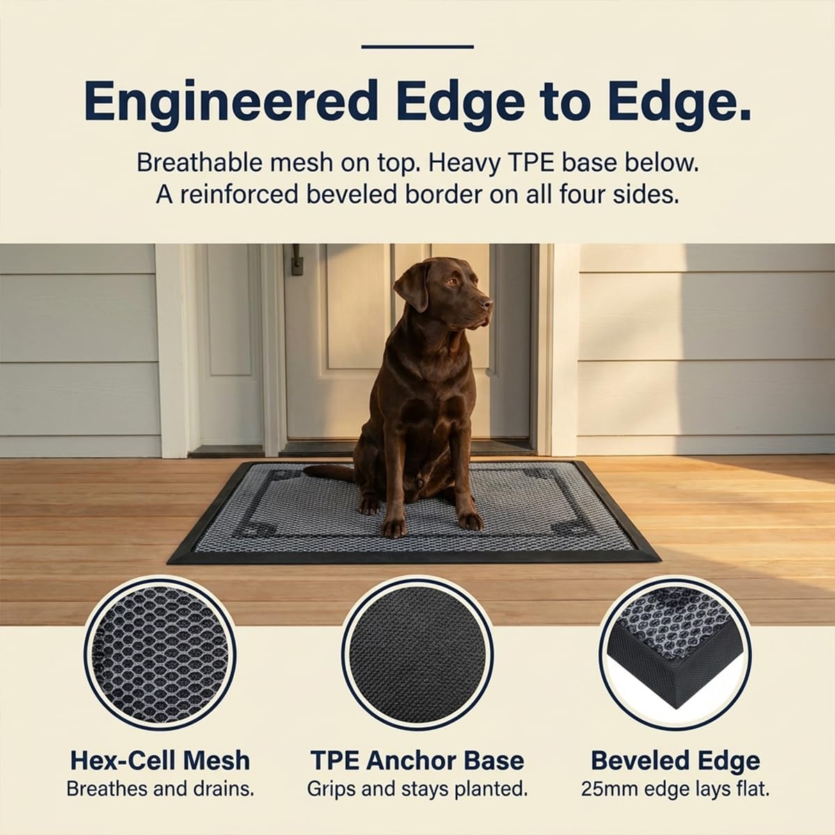 image:imageMuddy Mat Meshy Mat Door Mat HeavyDuty QuickDry Floor Mat Sand amp Dirt Trapper for Indoor amp Outdoor Ideal for Entrance Patios amp GaragesLowProfileNonSlipWashable Arch Brown 16x24x04Border